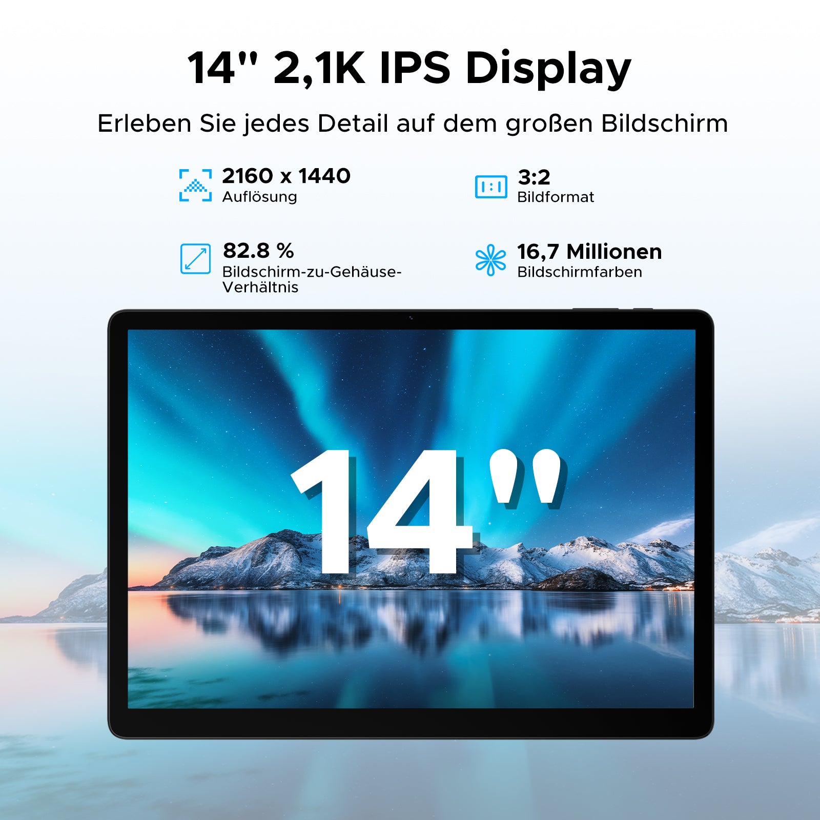 DOOGEE Tablet Tab E3 Max 14 Zoll, 13.500 mAh, 256 GB, Android 15