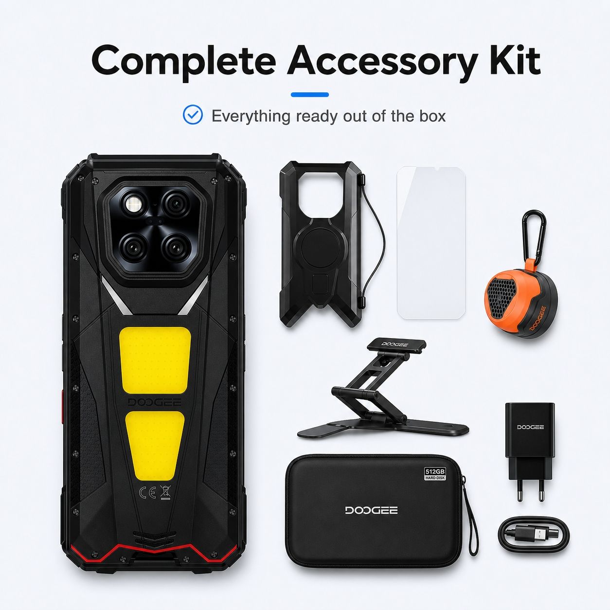DOOGEE V Max Play 5G Robustes Android 15 Smartphone mit 480P HD Tragbarem Autofokus-Projektor