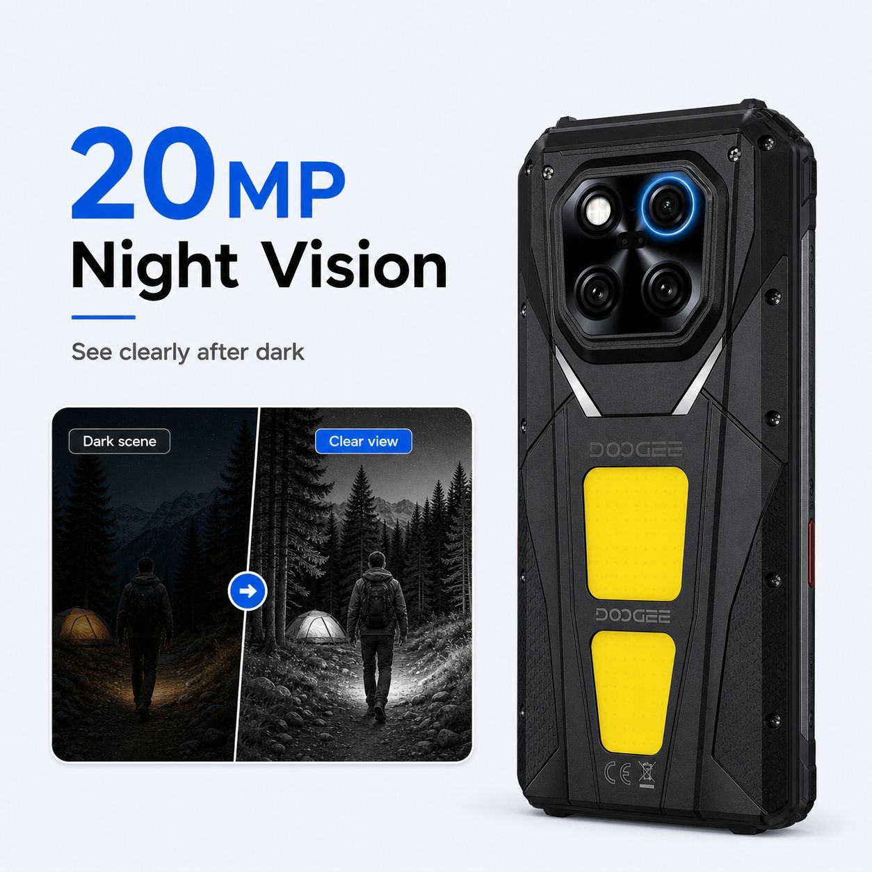DOOGEE V Max Play 5G Robustes Android 15 Smartphone mit 480P HD Tragbarem Autofokus-Projektor
