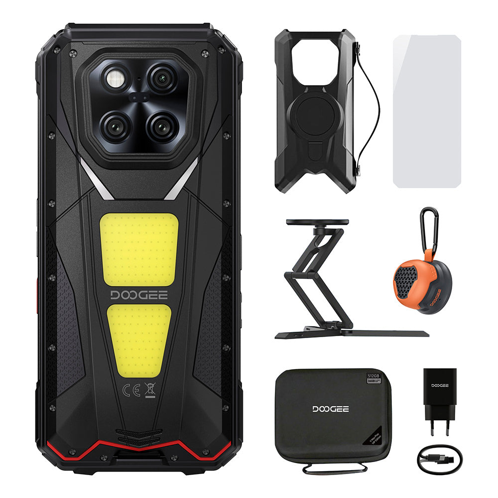 DOOGEE V Max Play 5G Outdoor-Telefon mit 480p-Projektor, 20500-mAh-Akku und 130-dB-Lautsprecher