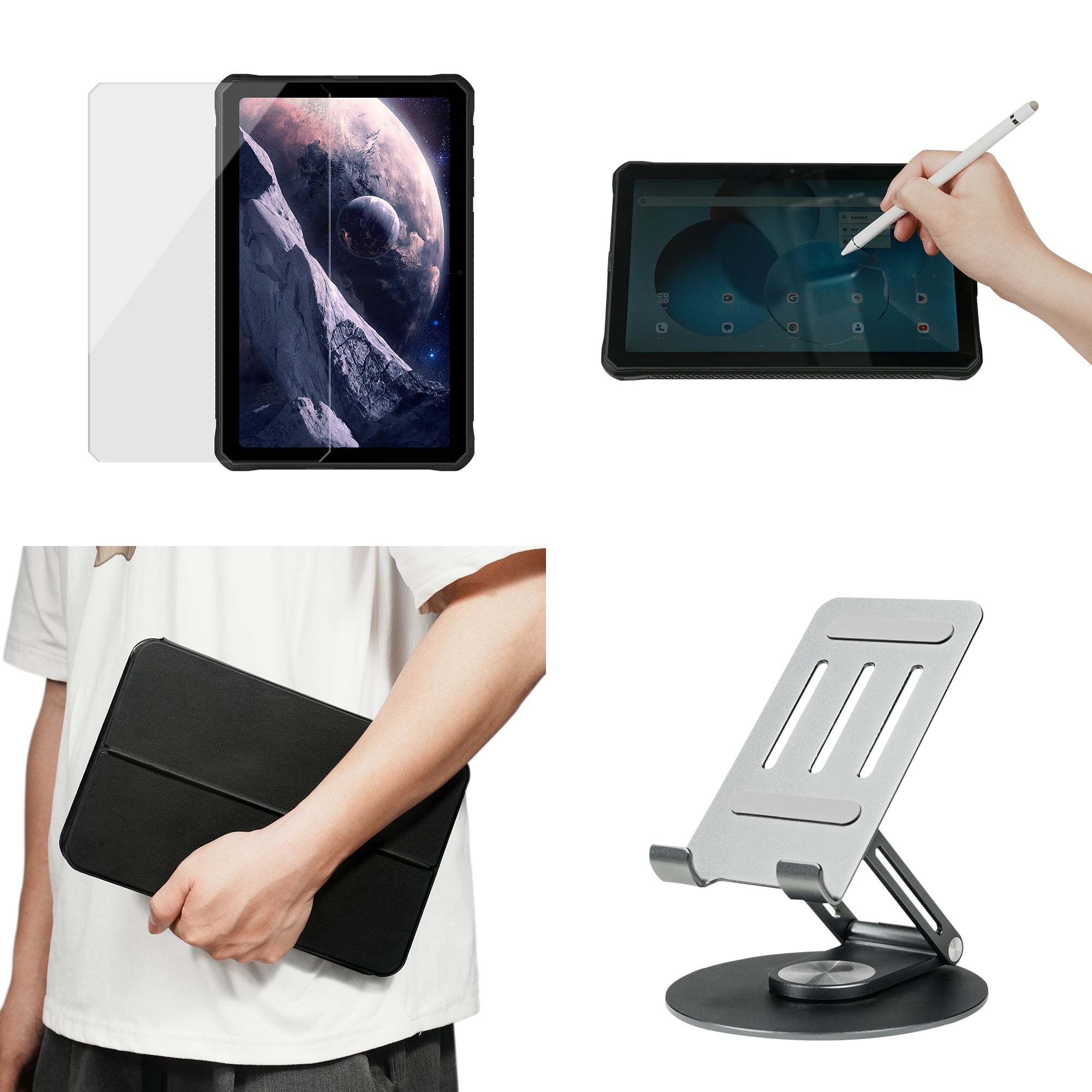 DOOGEE R10-Zubehör-Kombi-Set (gehärtete Folie, Stift, Tastatur, Ständer)