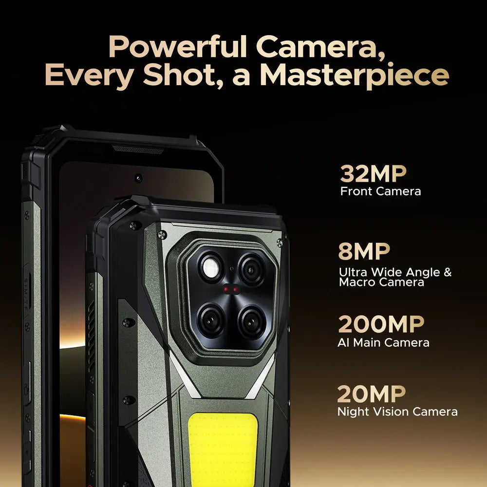 DOOGEE V Max Play 5G Robustes Android 15 Smartphone mit 480P HD Tragbarem Autofokus-Projektor