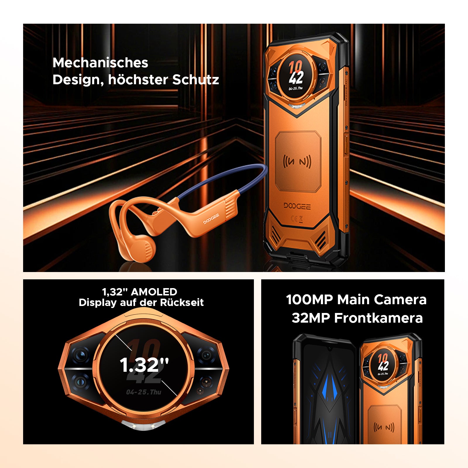 DOOGEE S200 Outdoor-Handy mit Kopfhörern 6,72“ FHD+ Display 10100mAh Akku Android 16