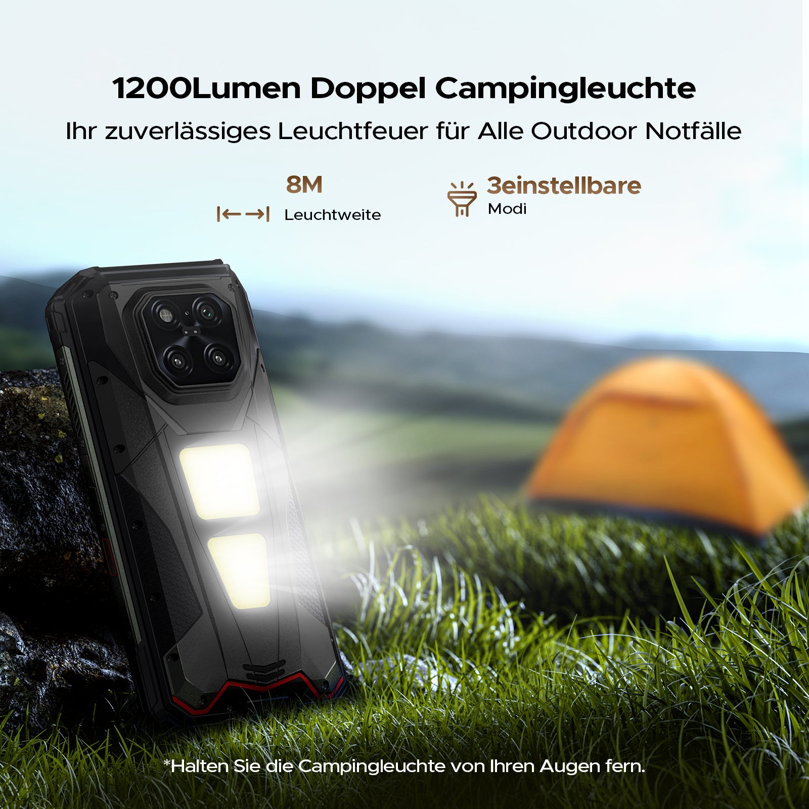 DOOGEE V Max LR 5G Outdoor-handy mit 40-m-Laserentfernungsmessung, 20500-mAh-Akku und 130-dB-Lautsprecher