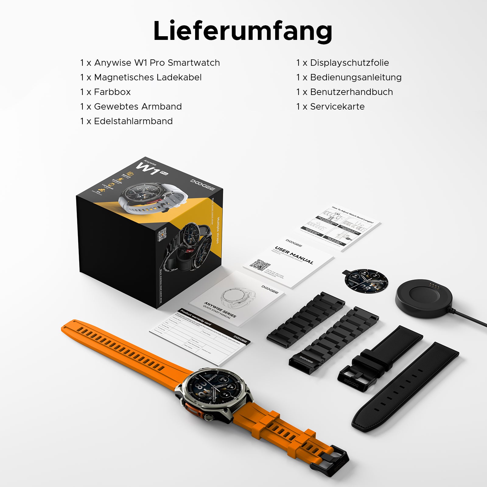 DOOGEE Anywise W1 Pro Wasserdichte Sport-Smartwatch