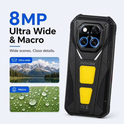DOOGEE V Max Play 5G Robustes Android 15 Smartphone mit 480P HD Tragbarem Autofokus-Projektor
