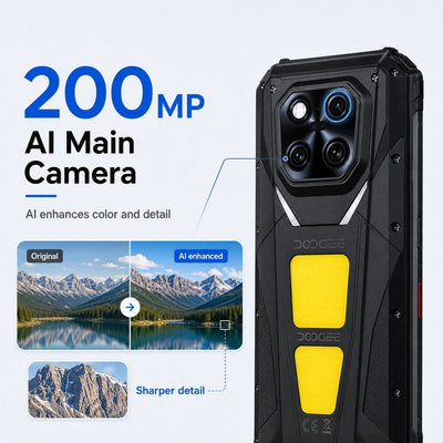 DOOGEE V Max Play 5G Robustes Android 15 Smartphone mit 480P HD Tragbarem Autofokus-Projektor