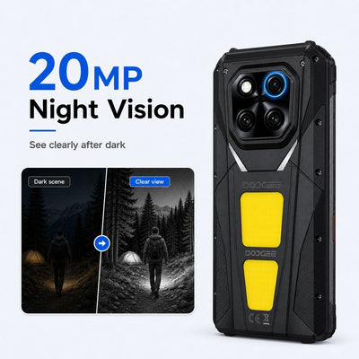DOOGEE V Max Play 5G Robustes Android 15 Smartphone mit 480P HD Tragbarem Autofokus-Projektor